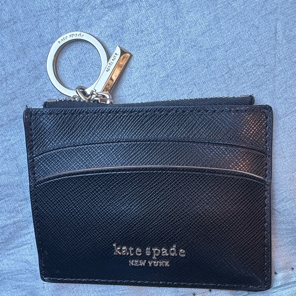 Kate Spade Black Leather Card Holder with Keyring
